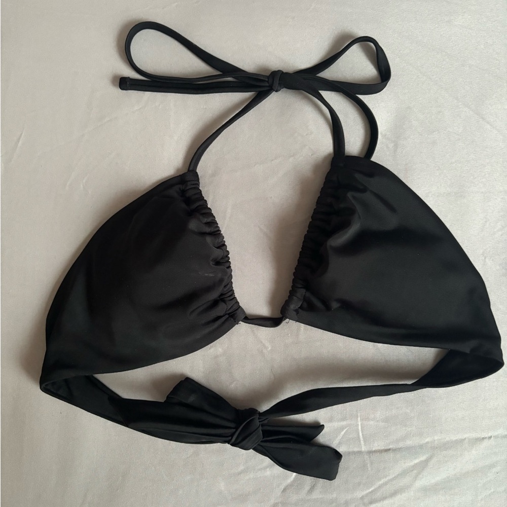 reversible triangle black skimpy string bikini top